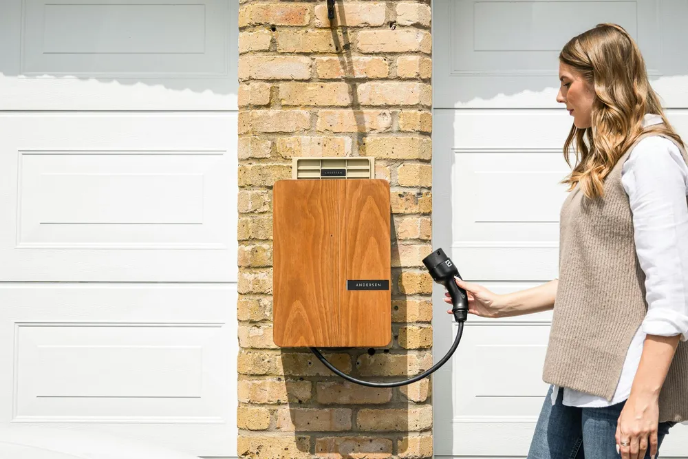 Level 2 EV charger installed in a home garage by Moorhead