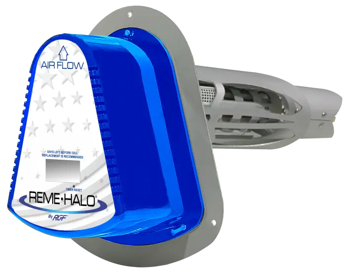 The REME HALO® Whole Home In-Duct Air Purifier unit.